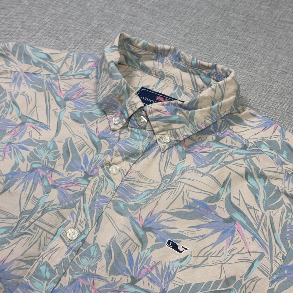 Vineyard Vines Floral Hawaiian Button-Down Shirt Mens L Multicolor Short Sleeve
